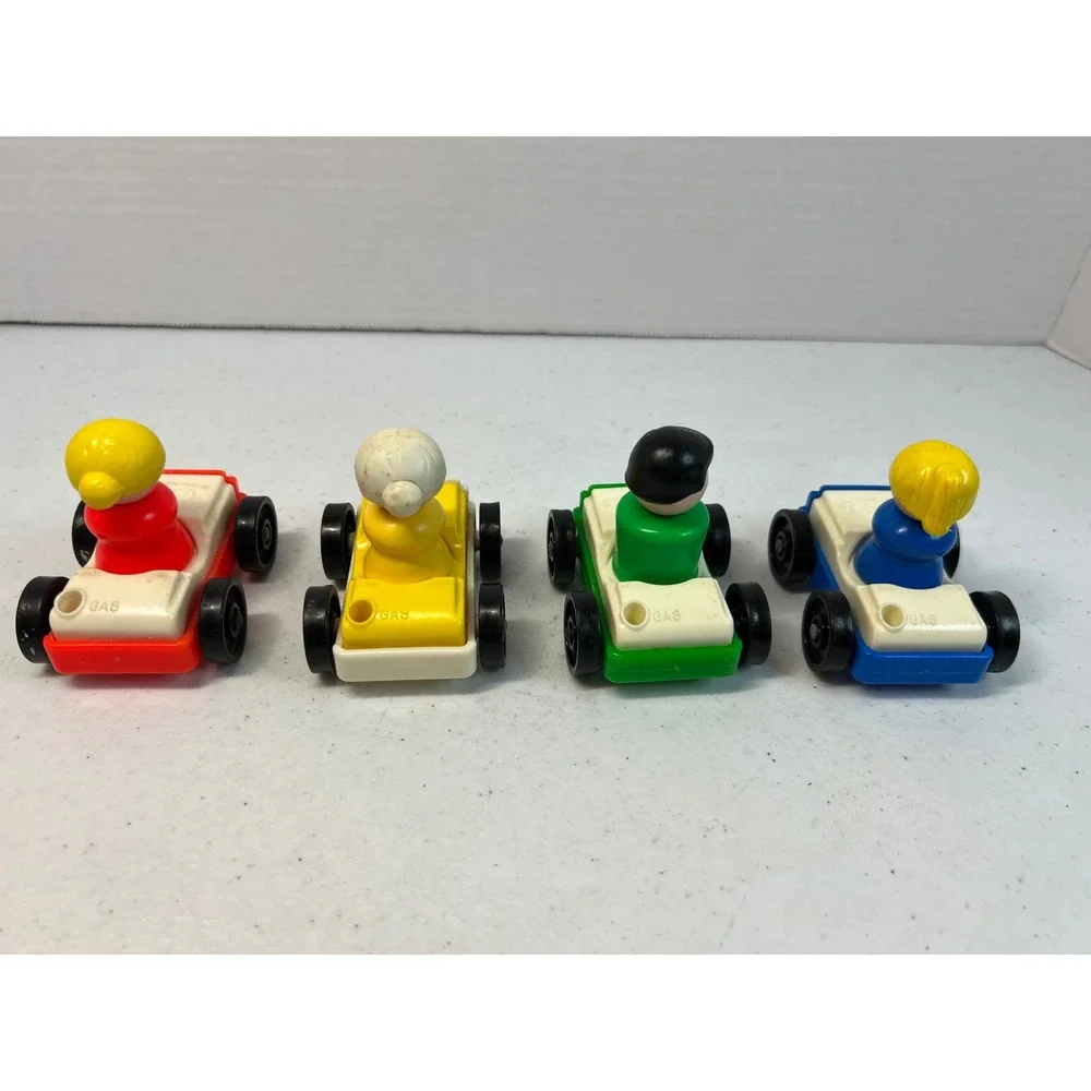 Vintage Fisher Price Little People Cars and Figures Set Red Yellow Green Blue